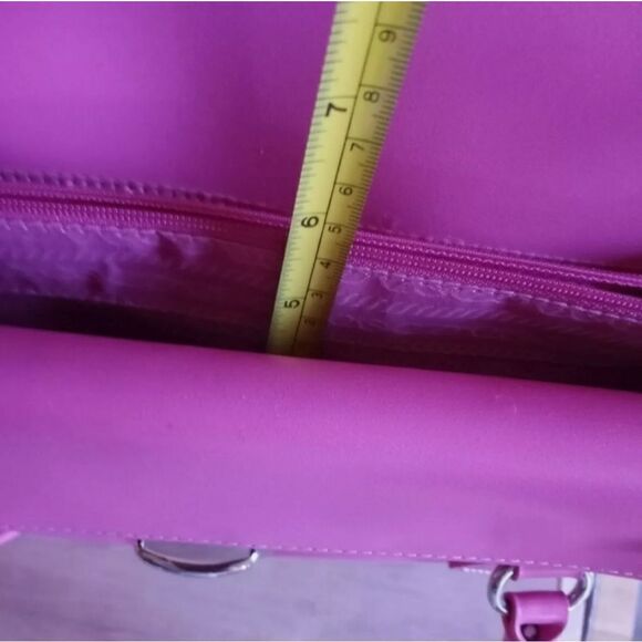 Pegaso Women's Pink Nylon Faux Leather Purse Handb - Picture 10 of 11